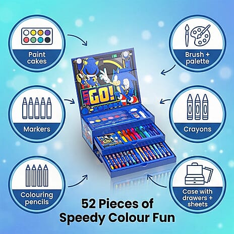 Sonic 52 Piece Coloring Set with Case and Drawers