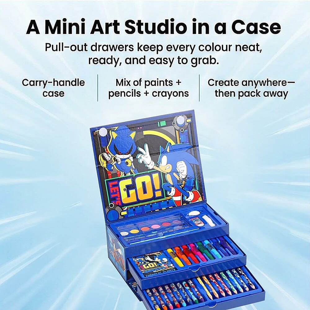 Sonic 52 Piece Coloring Set with Case and Drawers