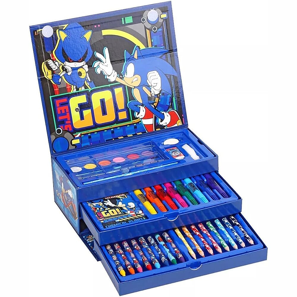 Sonic 52 Piece Coloring Set with Case and Drawers