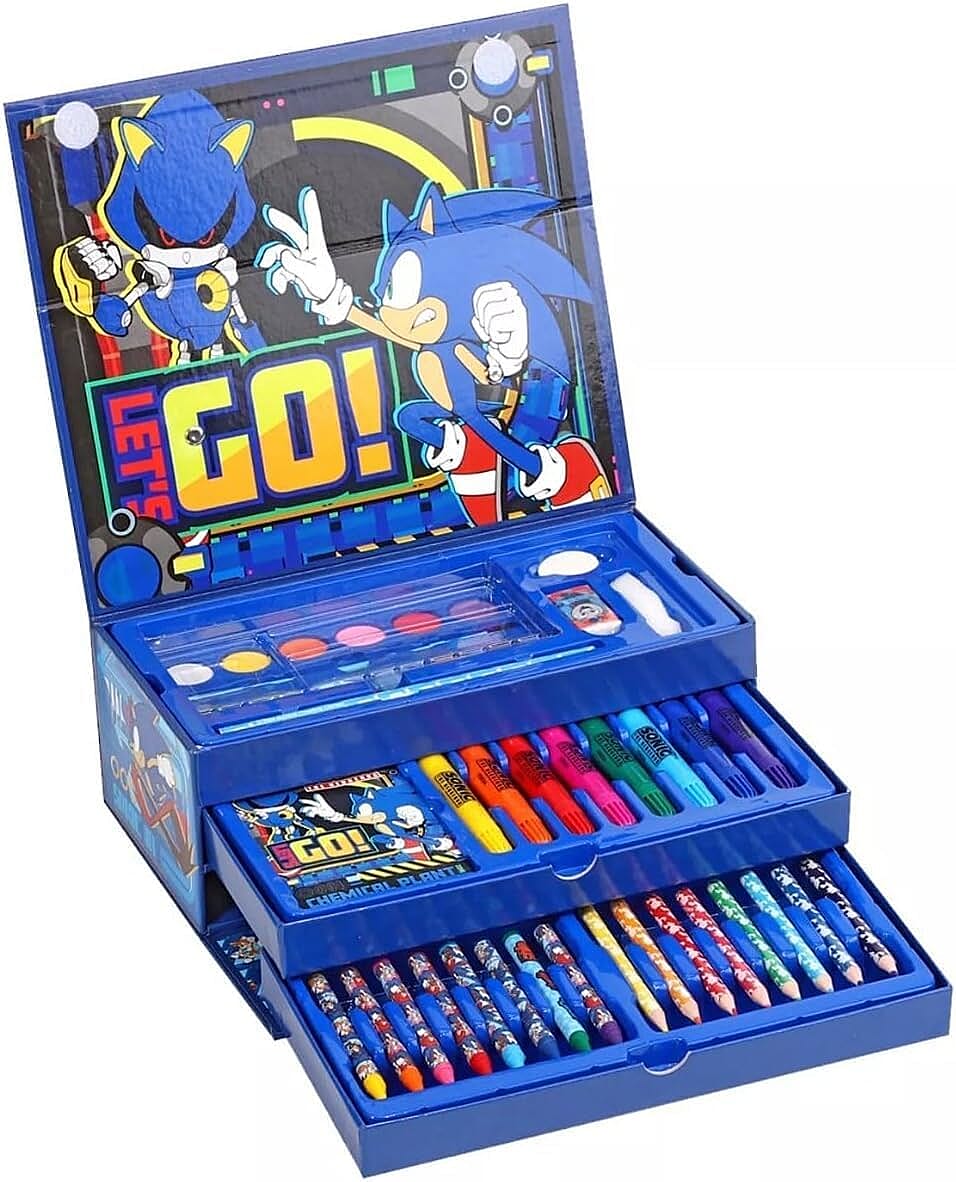 Sonic 52 Piece Coloring Set with Case and Drawers