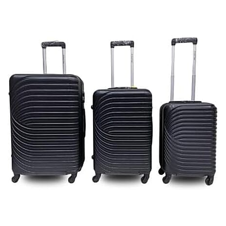 Set of 3 Lightweight Hardshell Spinner Suitcase - Black