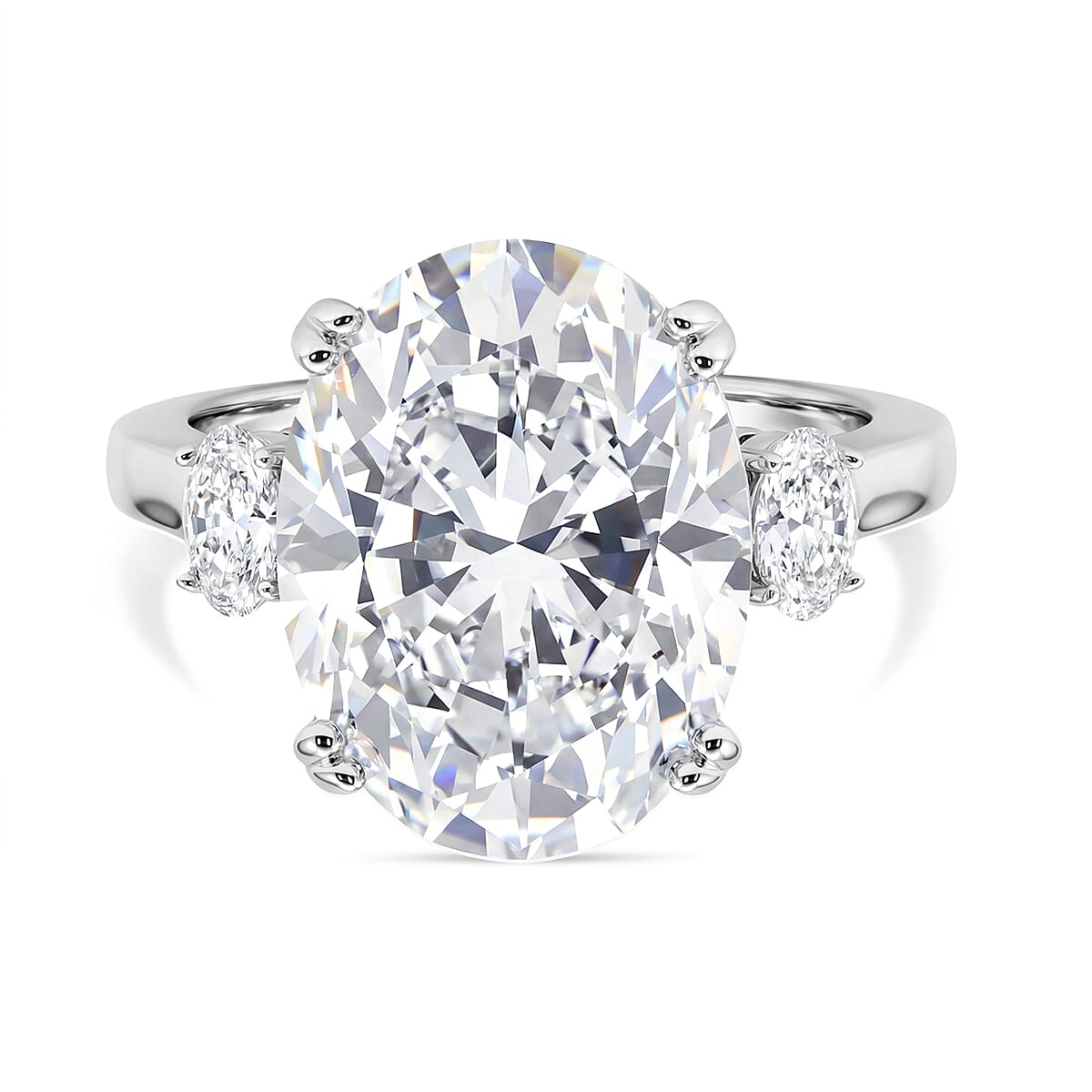 D'Joy Moissanite Solitaire Ring in Rhodium OverlaySterling Silver  10.480  Ct.