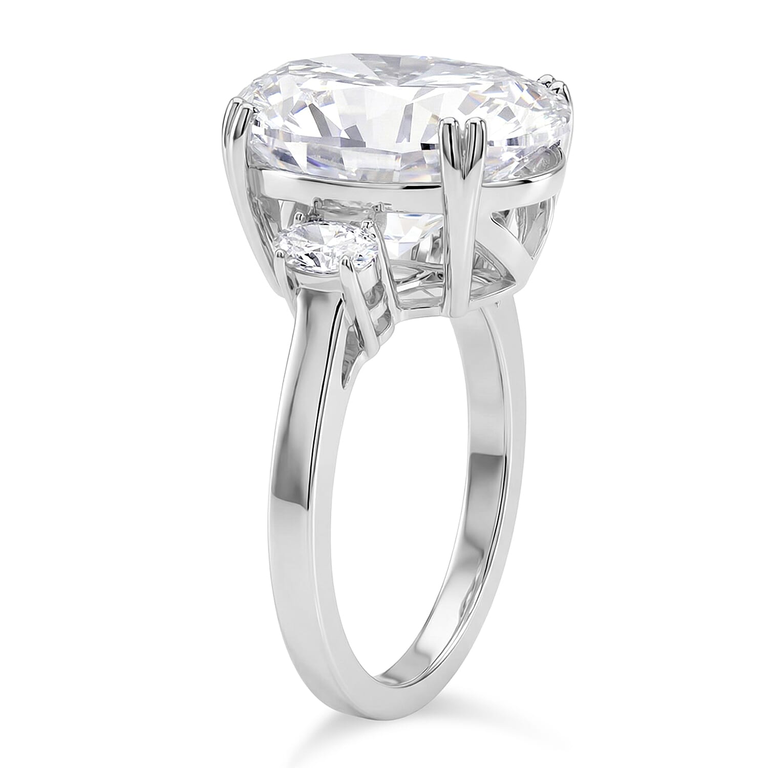 D'Joy Moissanite Solitaire Ring in Rhodium Overlay Sterling Silver  10.48 Ct.
