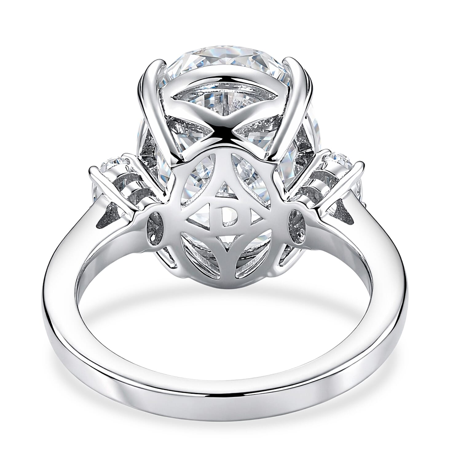 D'Joy Moissanite Solitaire Ring in Rhodium Overlay Sterling Silver  10.48 Ct.