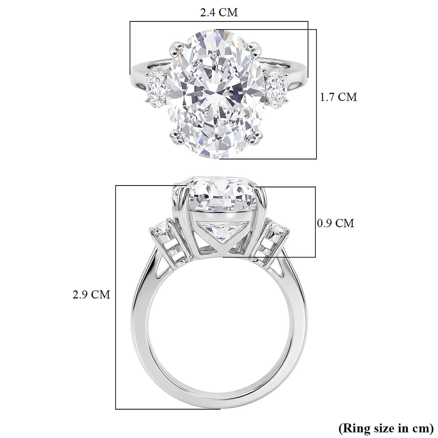 D'Joy Moissanite Solitaire Ring in Rhodium Overlay Sterling Silver  10.48 Ct.