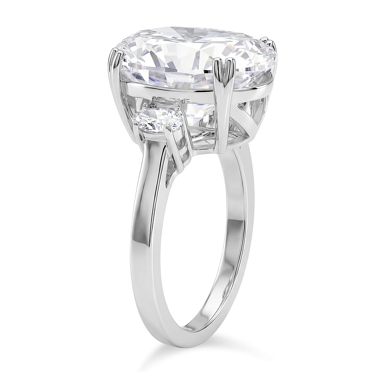 D'Joy Moissanite Solitaire Ring in Rhodium OverlaySterling Silver  10.480  Ct.
