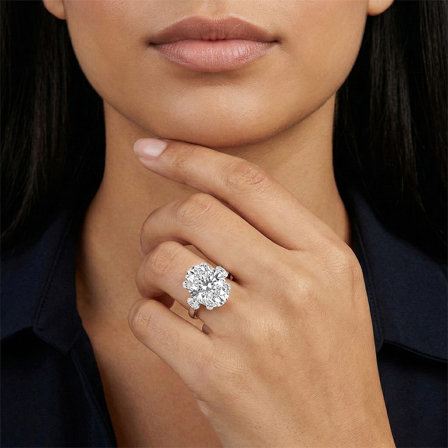 D'Joy Moissanite Solitaire Ring in Rhodium OverlaySterling Silver  10.480  Ct.