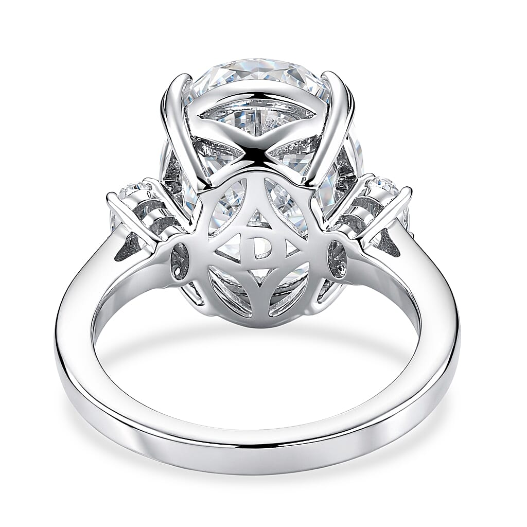 D'Joy Moissanite Solitaire Ring in Rhodium OverlaySterling Silver  10.480  Ct.