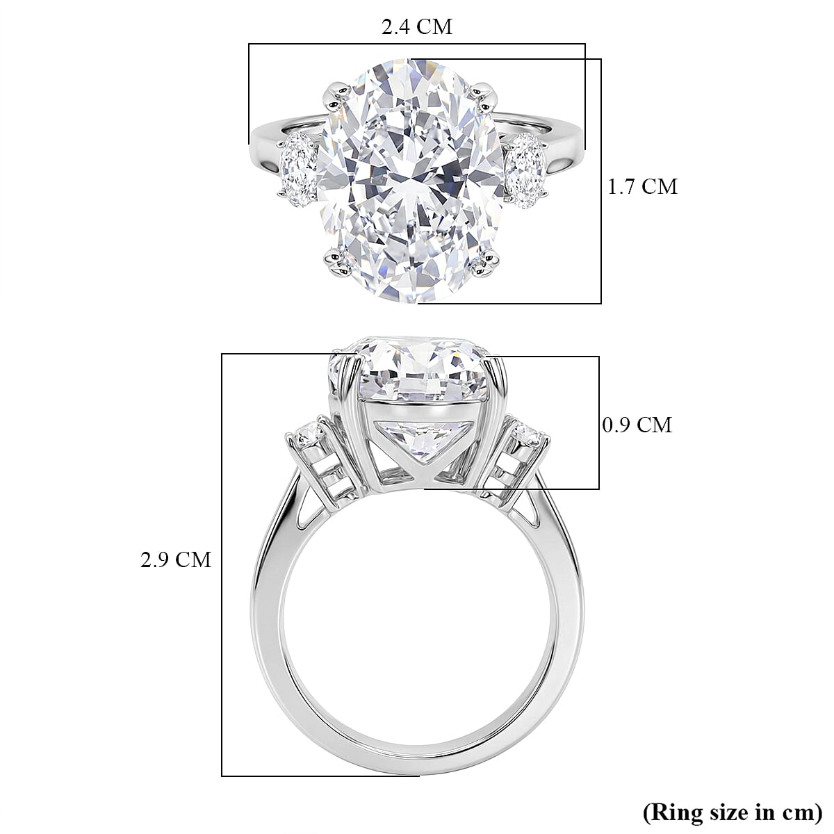 D'Joy Moissanite Solitaire Ring in Rhodium OverlaySterling Silver  10.480  Ct.