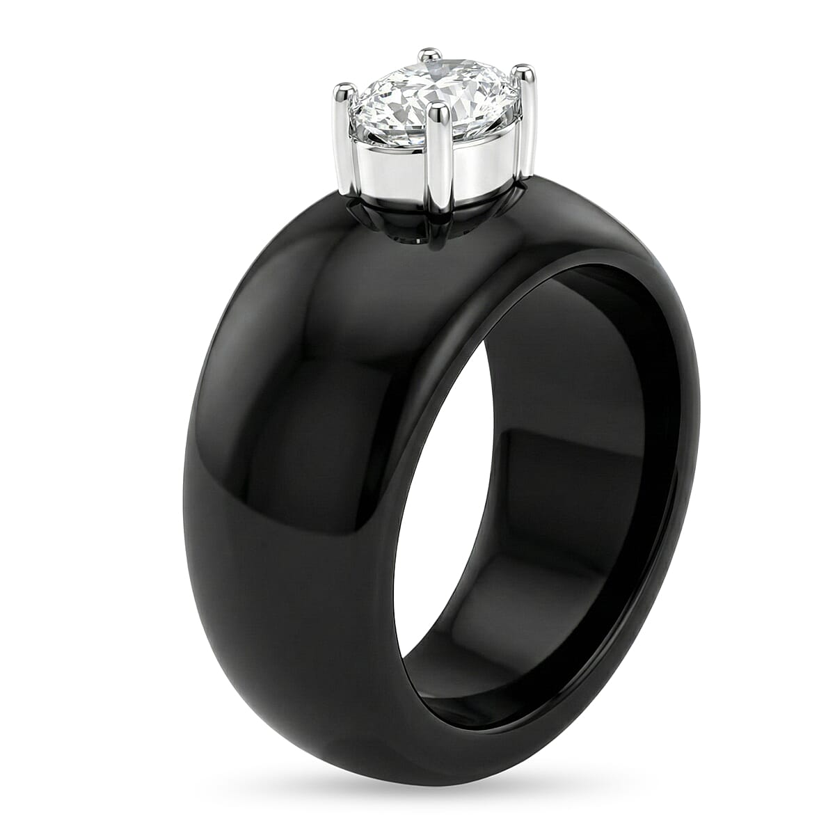 D'Joy Black Jade, Moissanite Fancy Ring in Rhodium OverlaySterling Silver  31.450  Ct.
