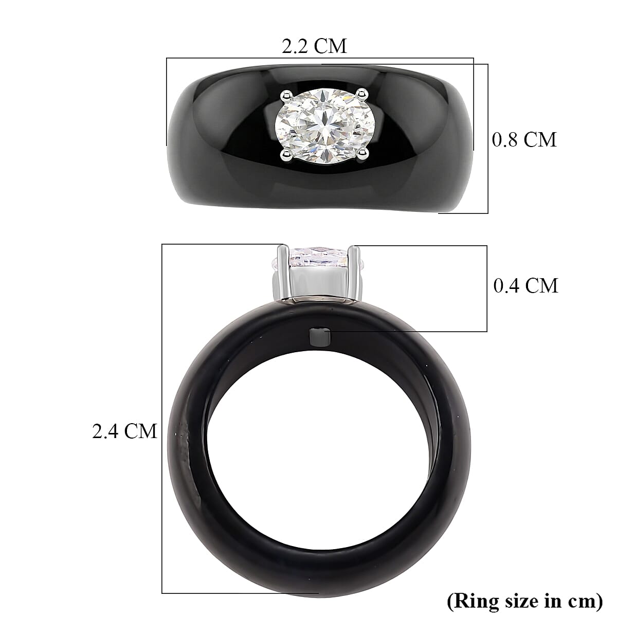 D'Joy Black Jade, Moissanite Fancy Ring in Rhodium OverlaySterling Silver  31.450  Ct.
