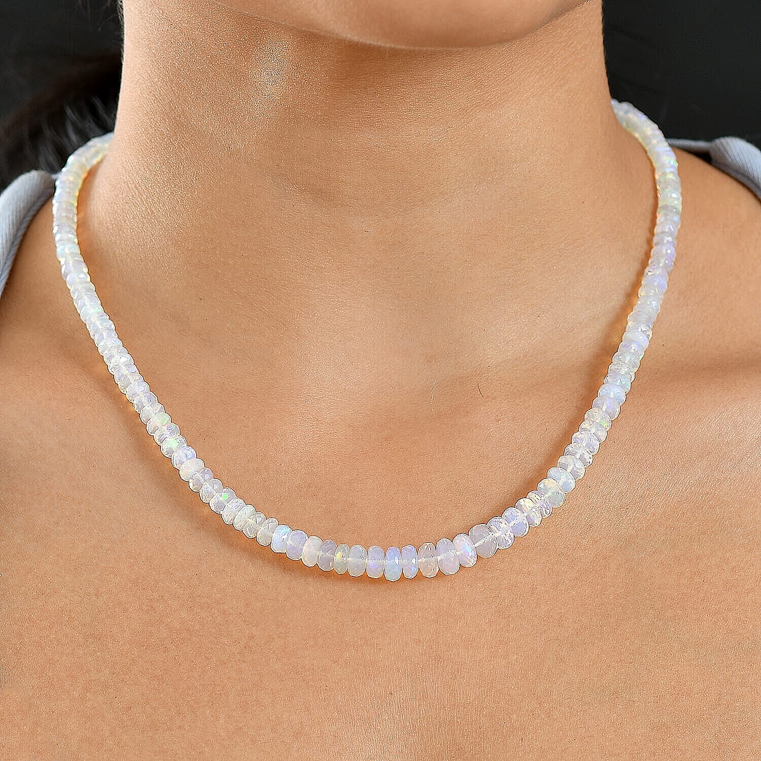 Luxoro 10K Yellow Gold AAA Ethiopian Opal Necklace (Size - 18), Gold Wt.0.63 Gms  64.000  Ct.