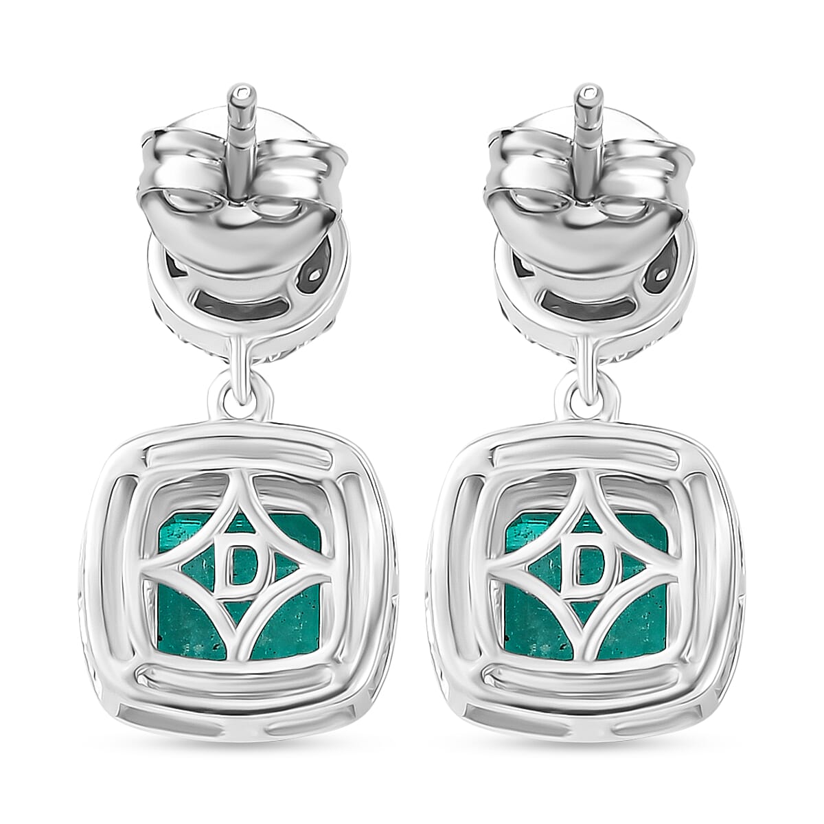 D'Joy Emeraldine Triplet Quartz, White Zircon Dangling Earring in Platinum OverlaySterling Silver  4.470  Ct.