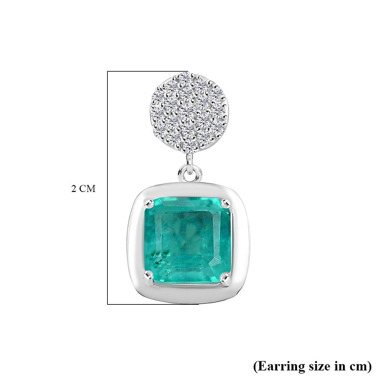 D'Joy Emeraldine Triplet Quartz, White Zircon Dangling Earring in Platinum OverlaySterling Silver  4.470  Ct.