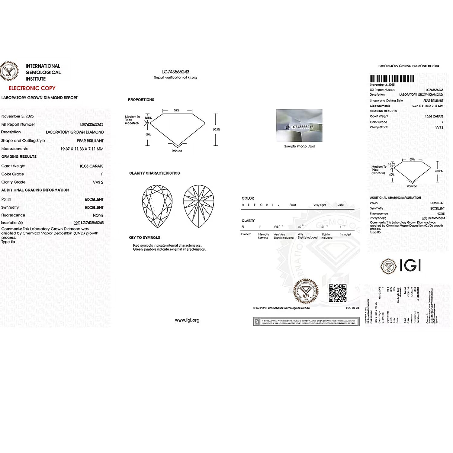 LUXURIANT 10 Ct. Lab Grown Diamond Solitaire Ring in 950 Platinum, IGI Certified