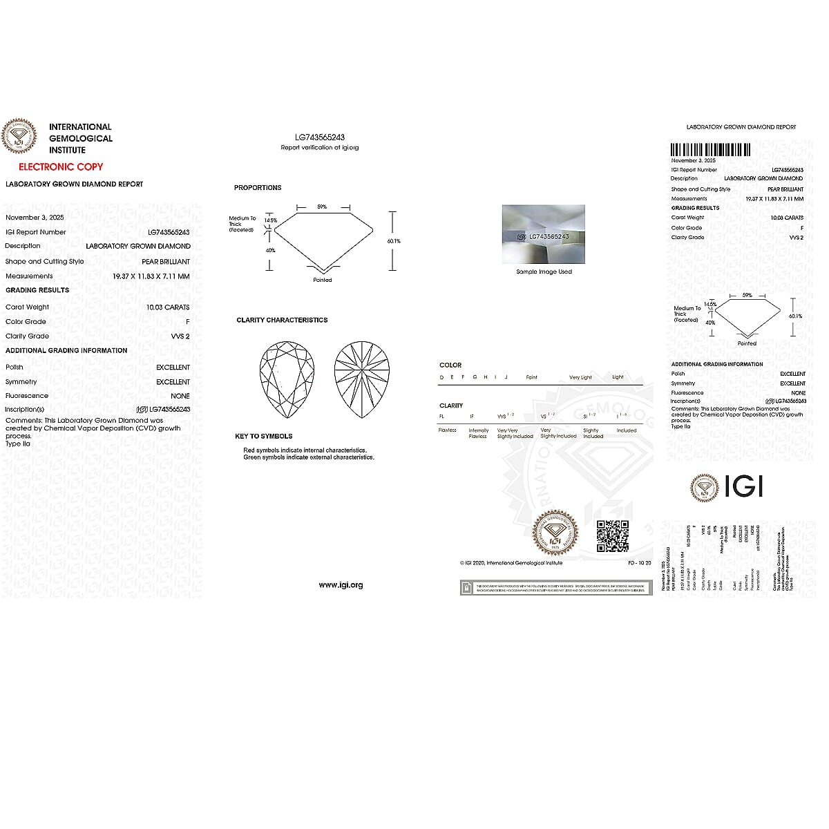 Collectors Edition - Luxuriant 950 Platinum IGI Certified Lab Grown Diamond (VS-EF) Ring 10.00 Ct, Platinum Wt. 7.21 Gms.