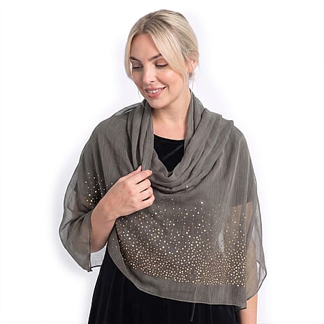 Limited Collection Sparkling Sequin Scarf (One Size, 180 x 70cm) - Green