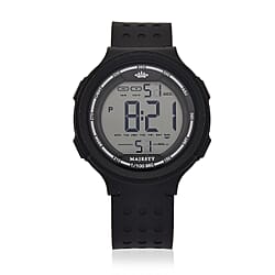 MAJESTY Digital Electronic 3ATM WR LCD Dial - Black Case Mens Watch with Blue TUP Strap