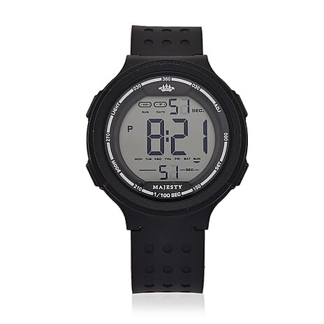 MAJESTY Digital Electronic 3ATM WR LCD Dial - Black Case Mens Watch with Black TUP Strap