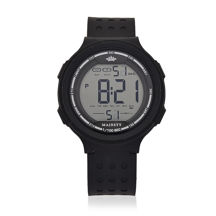 MAJESTY Digital Electronic 3ATM WR LCD Dial - Black Case Mens Watch with Black TUP Strap