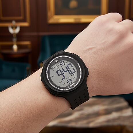 MAJESTY Digital Electronic 3ATM WR LCD Dial - Black Case Mens Watch with Black TUP Strap