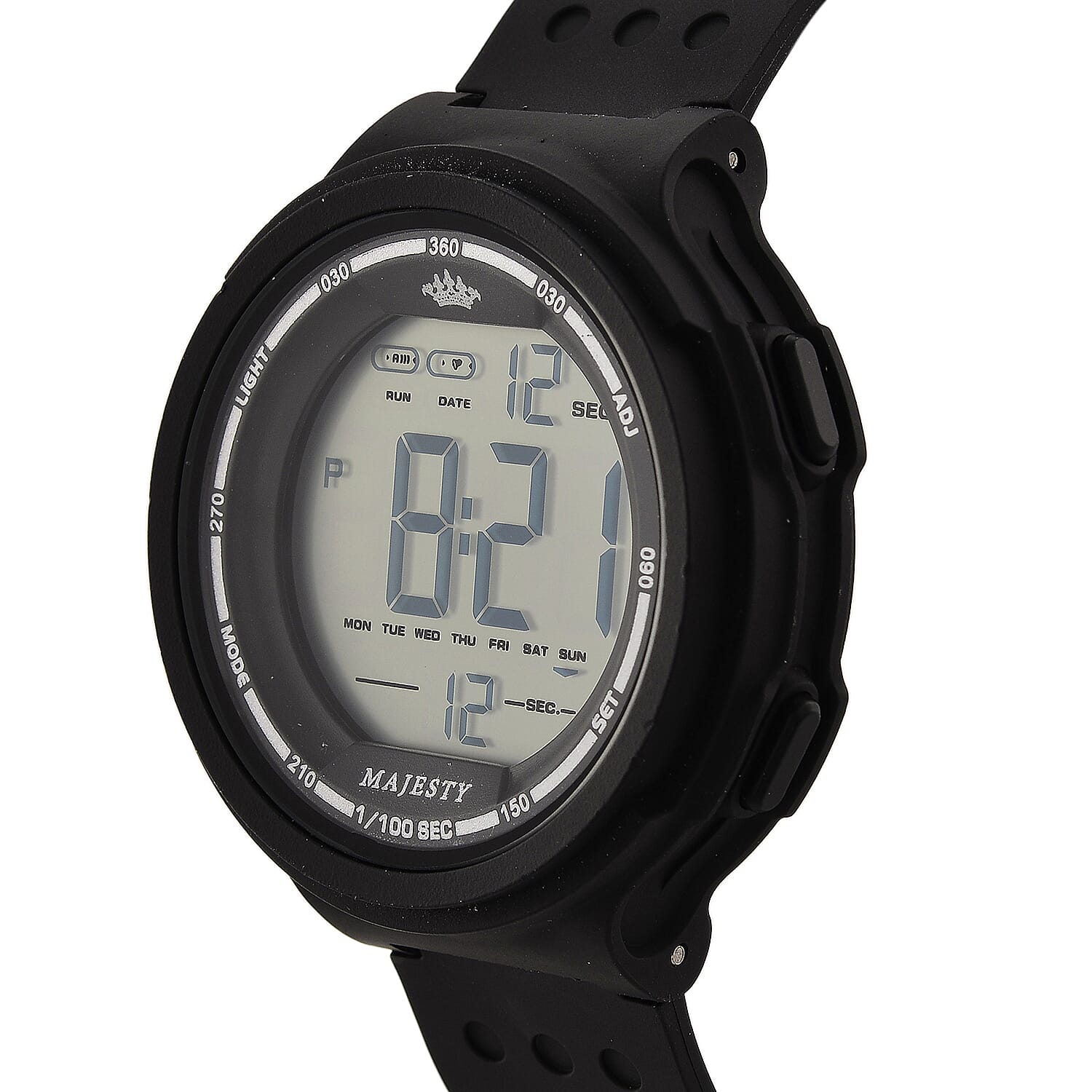 MAJESTY Digital Electronic 3ATM WR LCD Dial - Black Case Mens Watch with Black TUP Strap