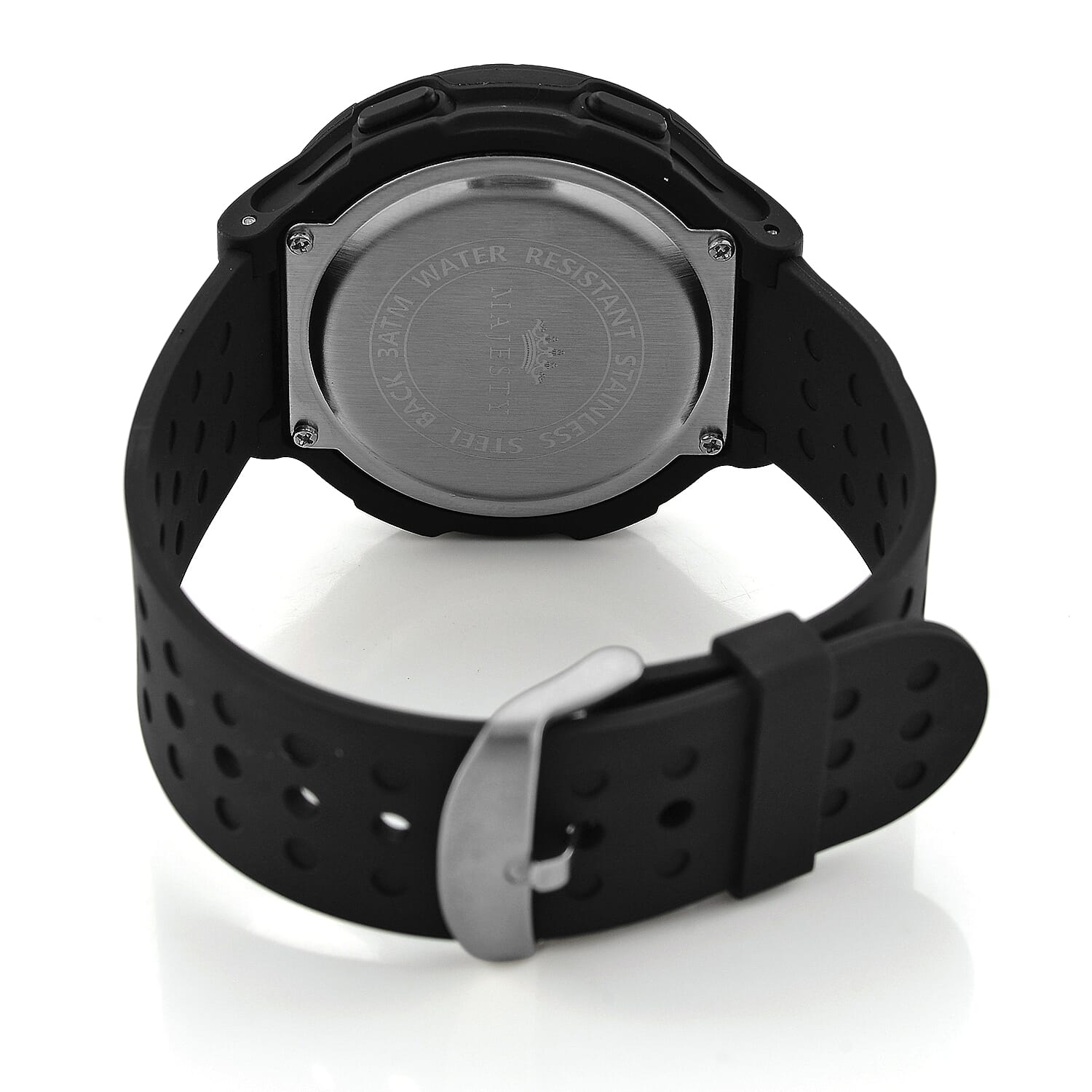 MAJESTY Digital Electronic 3ATM WR LCD Dial - Black Case Mens Watch with Black TUP Strap