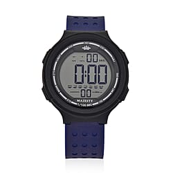 MAJESTY Digital Electronic 3ATM WR LCD Dial - Black Case Mens Watch with Blue TUP Strap