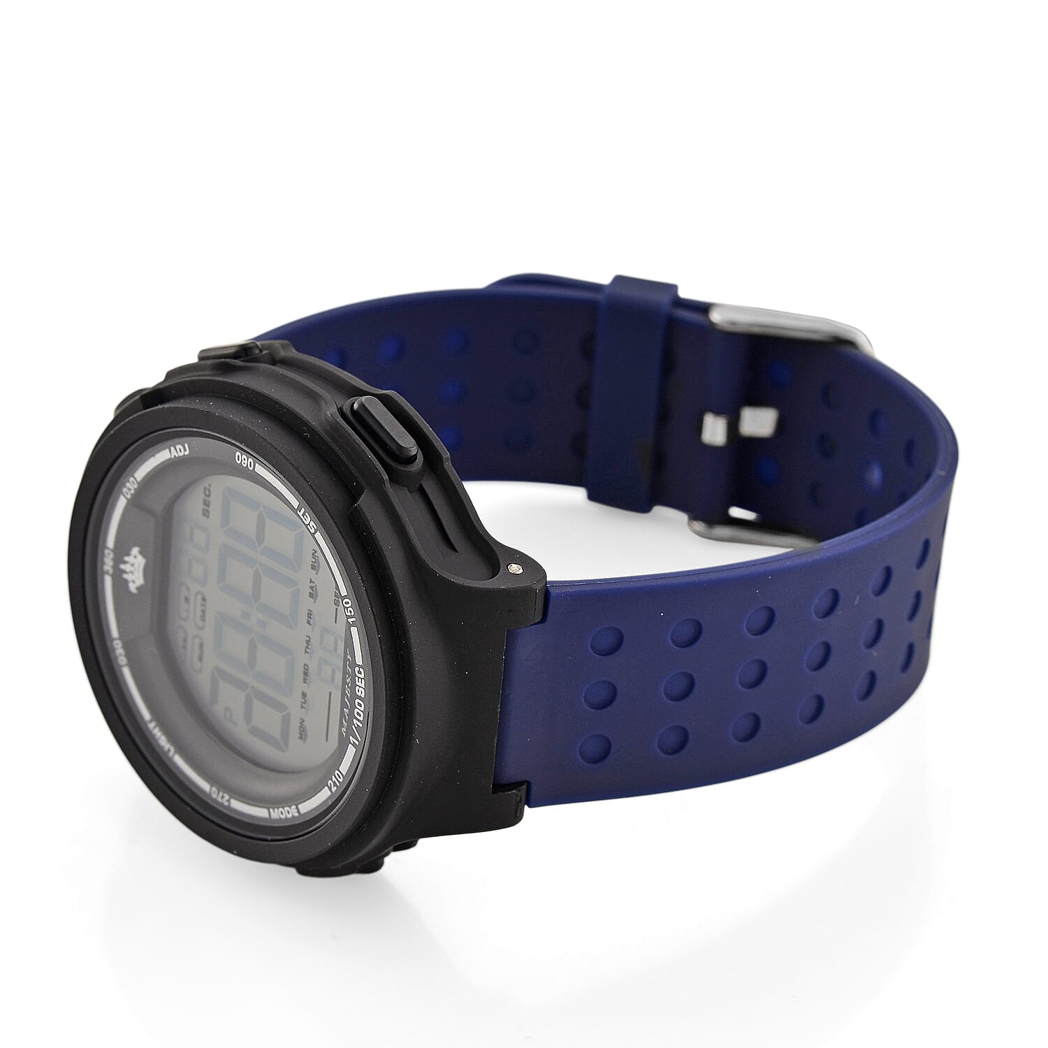 MAJESTY Digital Electronic 3ATM WR LCD Dial - Black Case Mens Watch with Blue TUP Strap