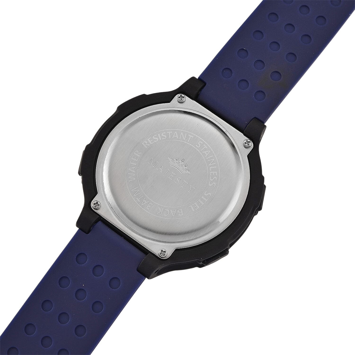 MAJESTY Digital Electronic 3ATM WR LCD Dial - Black Case Mens Watch with Blue TUP Strap
