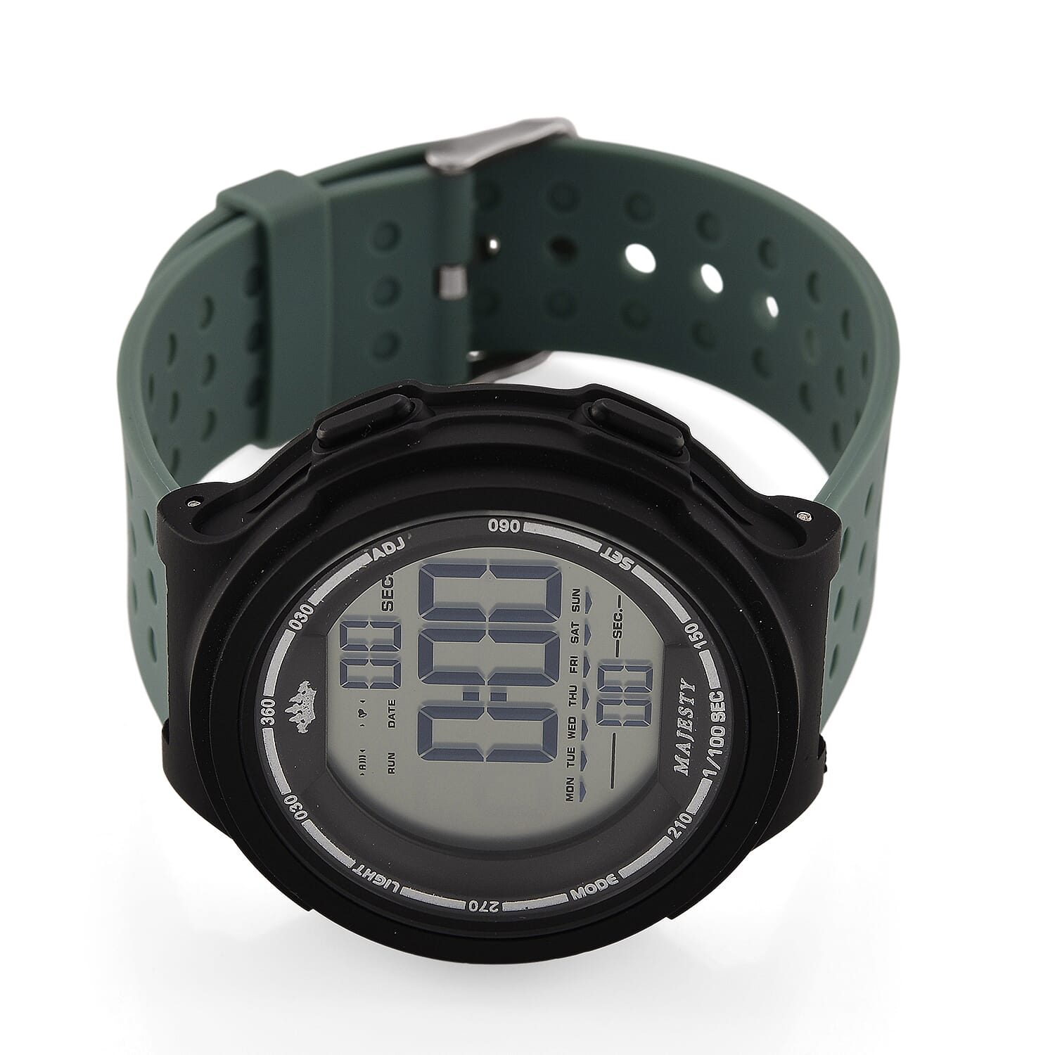 MAJESTY Digital Electronic 3ATM WR LCD Dial - Black Case Mens Watch with Cyan TUP Strap