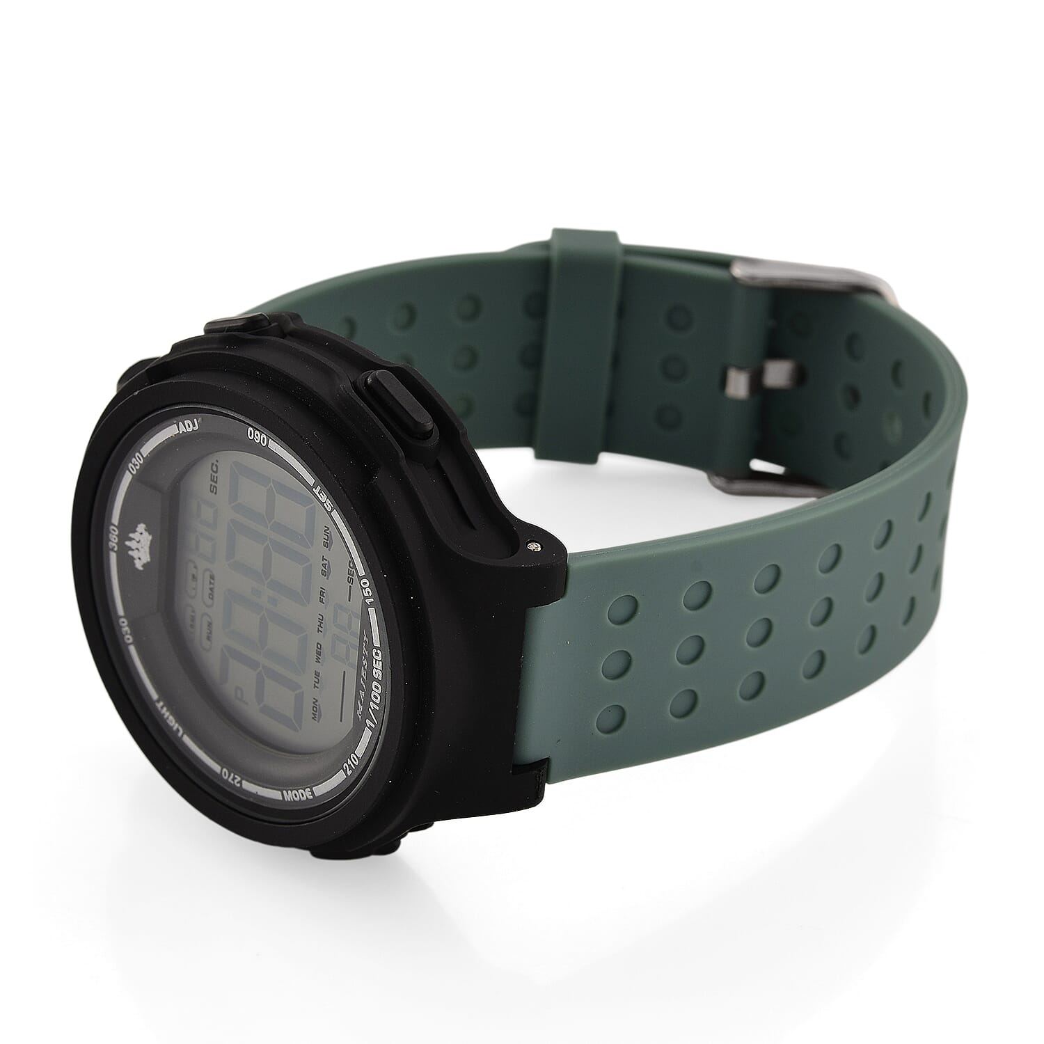 MAJESTY Digital Electronic 3ATM WR LCD Dial - Black Case Mens Watch with Cyan TUP Strap