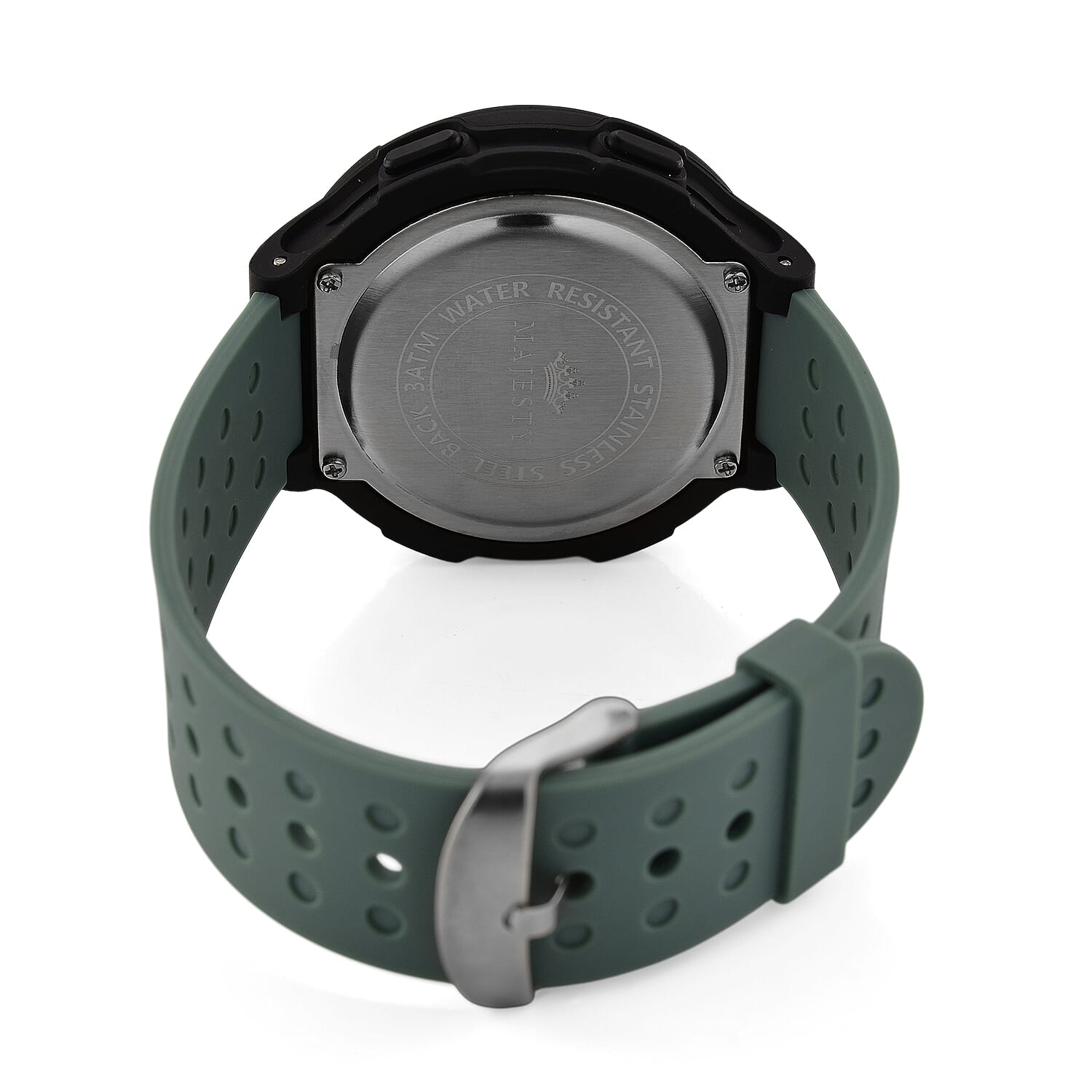 MAJESTY Digital Electronic 3ATM WR LCD Dial - Black Case Mens Watch with Cyan TUP Strap