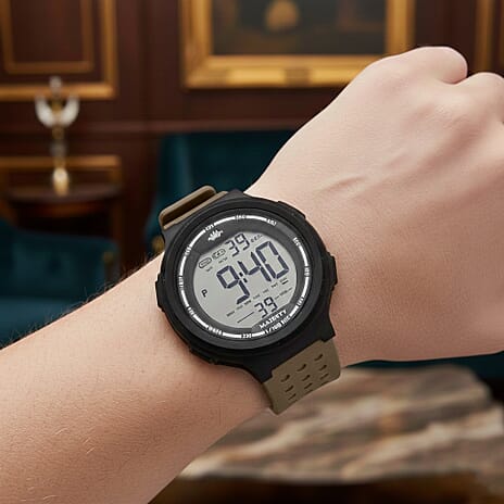MAJESTY Digital Electronic 3ATM WR LCD Dial - Black Case Mens Watch with Coffee TUP Strap