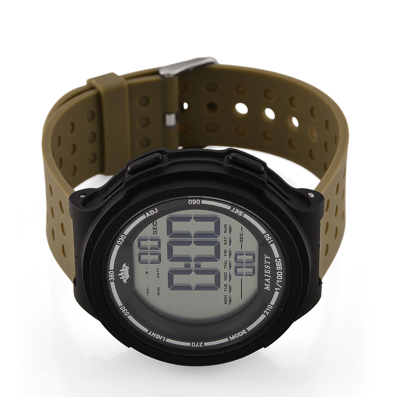 MAJESTY Digital Electronic 3ATM WR LCD Dial - Black Case Mens Watch with Coffee TUP Strap