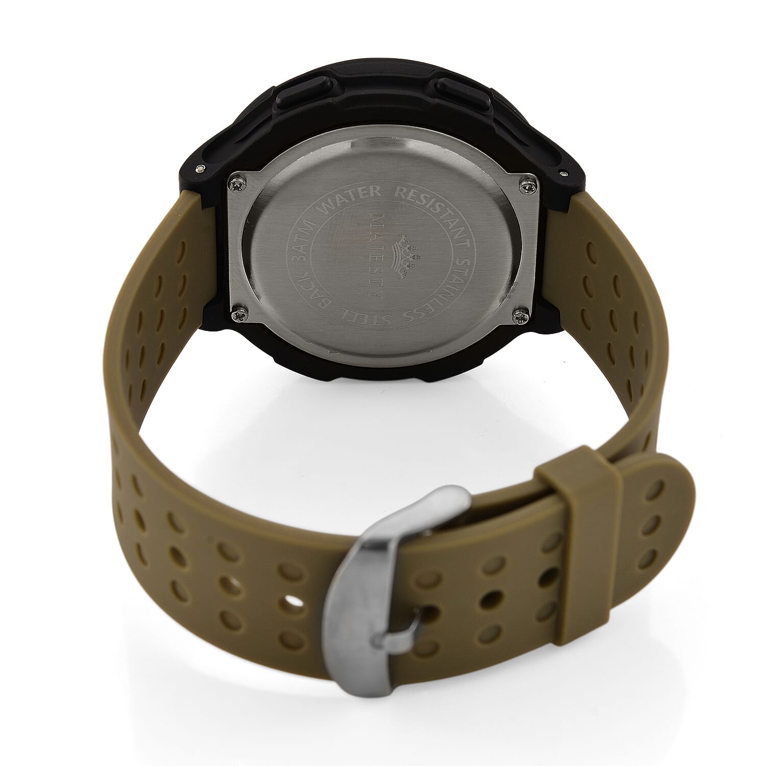 MAJESTY Digital Electronic 3ATM WR LCD Dial - Black Case Mens Watch with Coffee TUP Strap