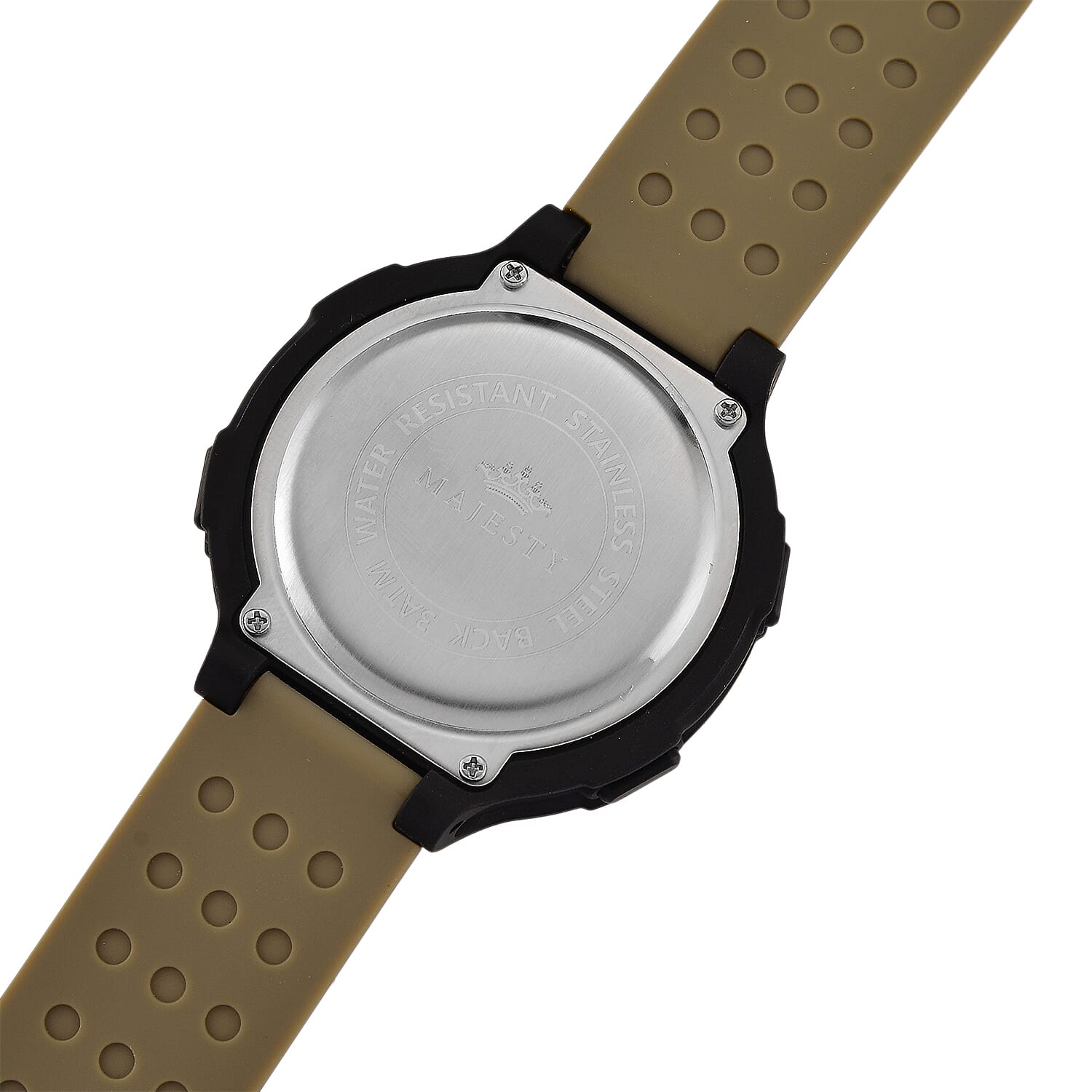 MAJESTY Digital Electronic 3ATM WR LCD Dial - Black Case Mens Watch with Coffee TUP Strap