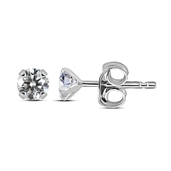 Moissanite Solitaire;Stud earring in 925 White Silver