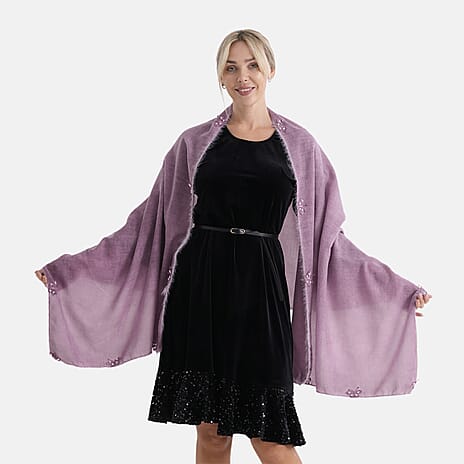 Limited Collection Embelished Season Shawl Shawl (180 x 70 Cm) - Purple