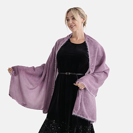 Limited Collection Embelished Season Shawl Shawl (180 x 70 Cm) - Purple