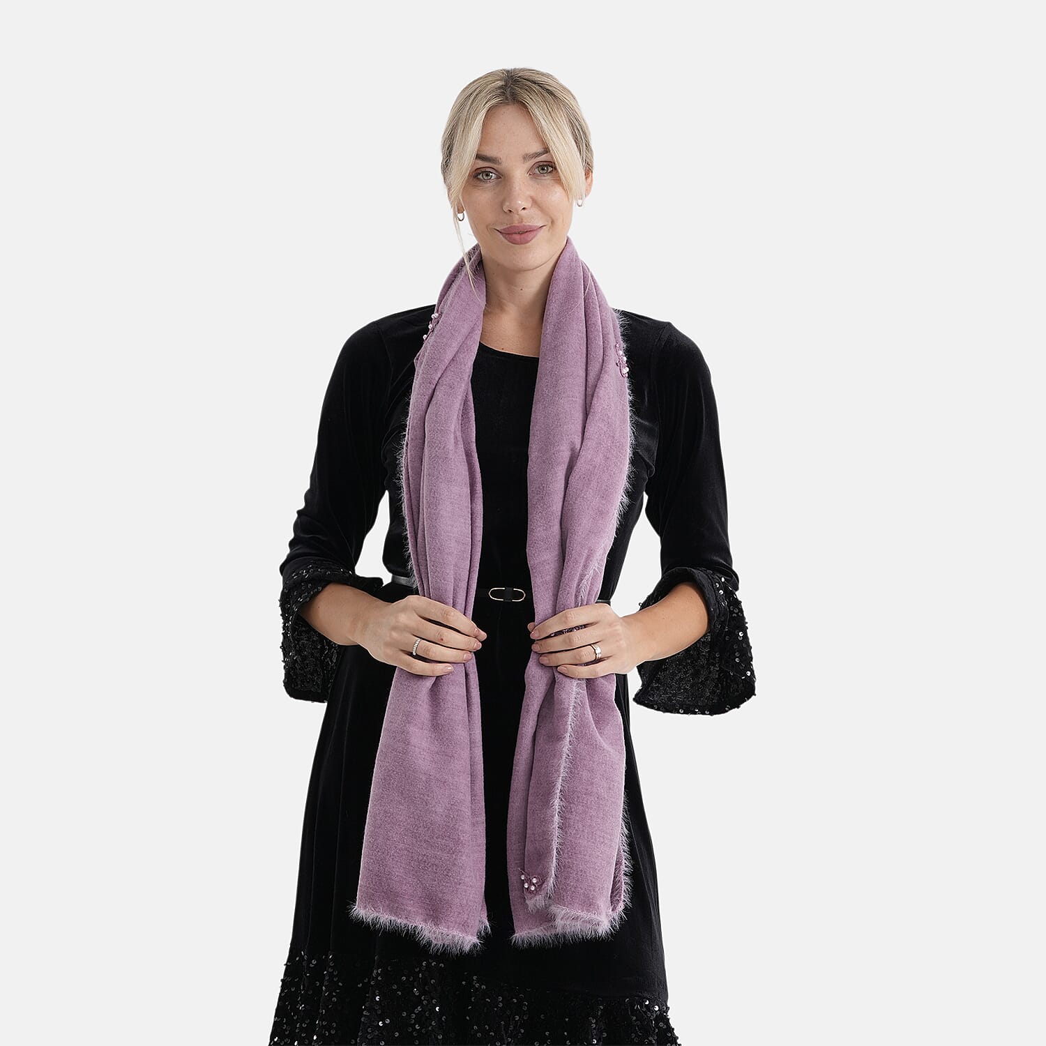 Limited Collection Embelished Season Shawl Shawl (180 x 70 Cm) - Purple