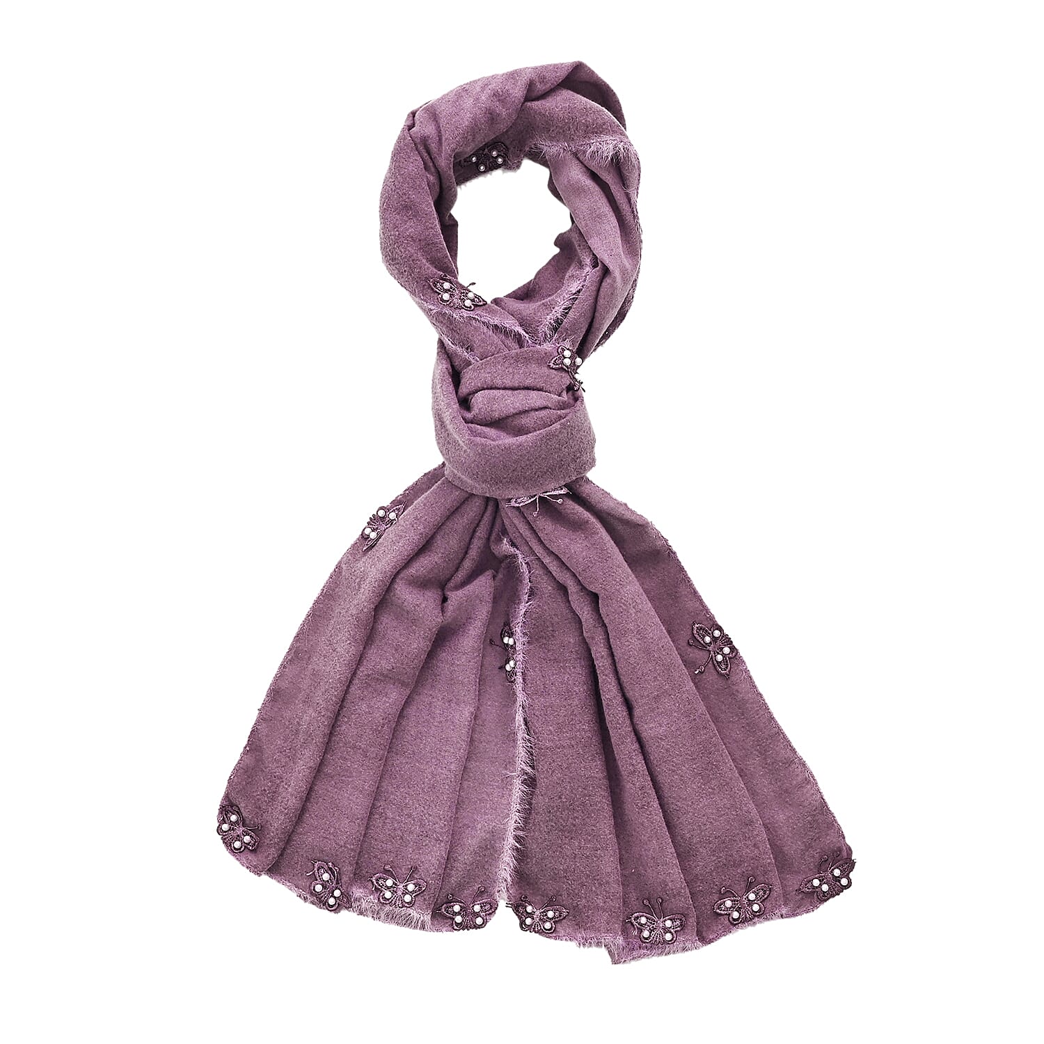 Limited Collection Embelished Season Shawl Shawl (180 x 70 Cm) - Purple