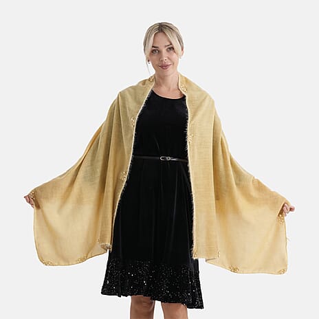 Limited Collection Embelished Season Shawl Shawl (180 x 70 Cm) - Yellow