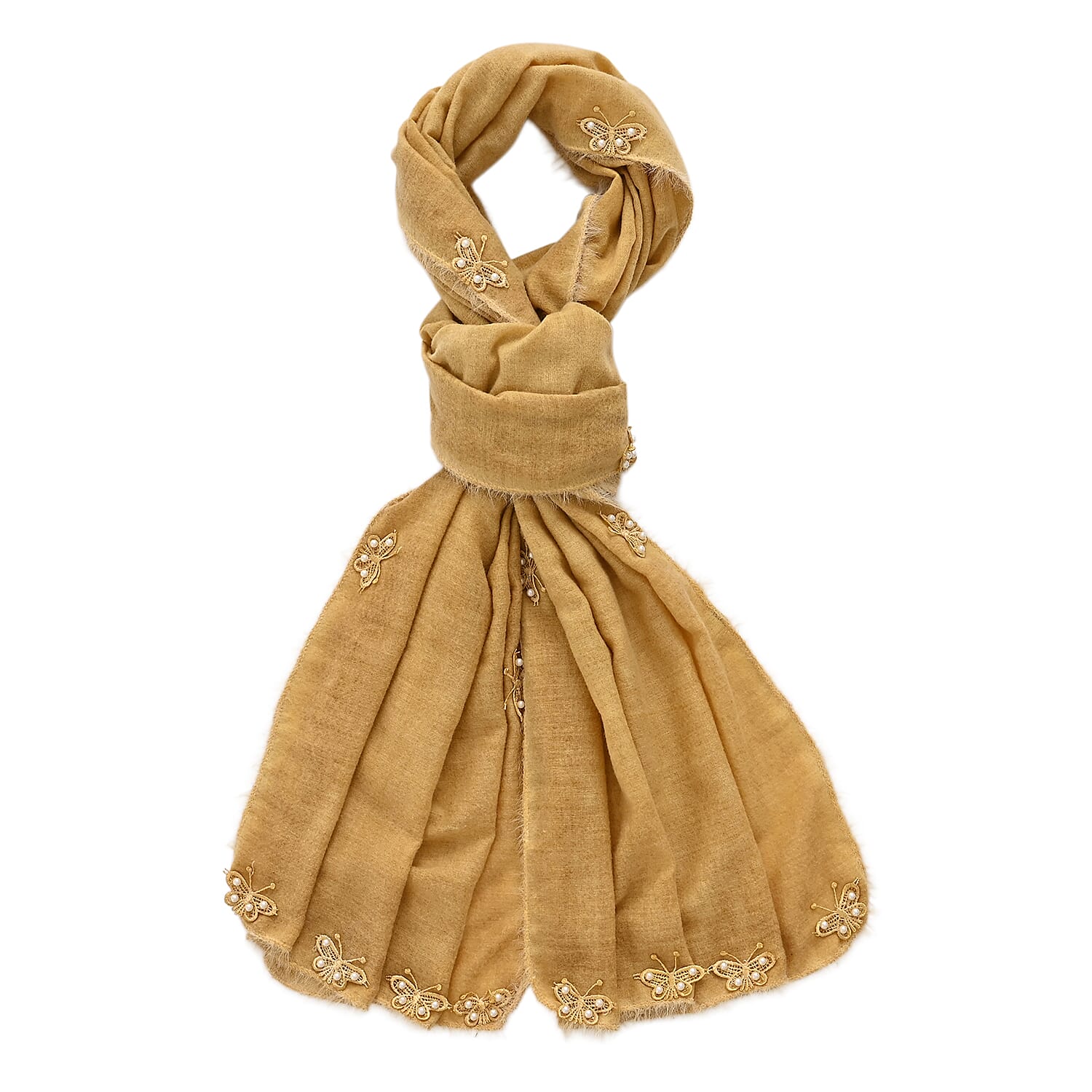 Limited Collection Embelished Season Shawl Shawl (180 x 70 Cm) - Yellow