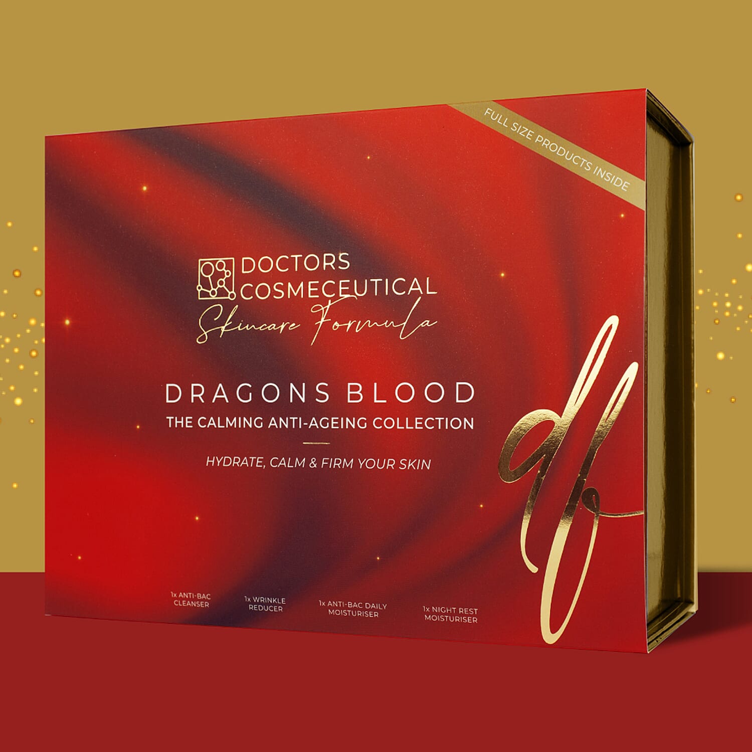 Doctors Formula- Dragons Blood The Calming Anti-Ageing Collection - Incl Anti-Bac Daily Moisturiser 50ml, Night Rest Moisturiser 50ml, Anti-Bac Cleanser 100ml & Wrinkle Reducer 30ml