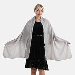 Limited Collection Embelished Season Shawl Shawl (180 x 70 Cm) - Grey