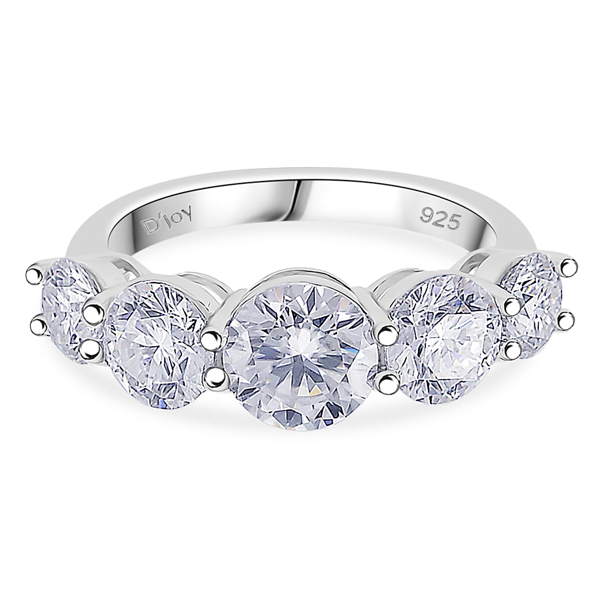 D'Joy Moissanite Ring in Rhodium Overlay Sterling Silver 4.15 Ct.