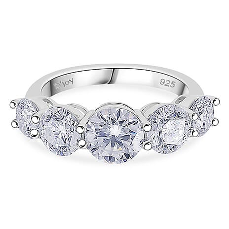 D'Joy Moissanite Ring in Rhodium Overlay Sterling Silver 4.15 Ct.