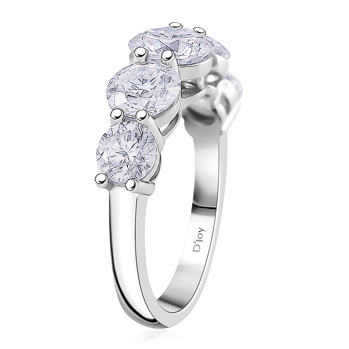 D'Joy Moissanite Ring in Rhodium Overlay Sterling Silver 4.15 Ct.