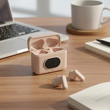 TWS True Wireless Earbuds - 180mAh Charging Case - 3-4 Hour Playtime - Beige